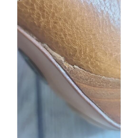 Frye Harlow Multi Strap Boots Women's 6.5 Pull On Tan Leather 4" Heel FLAWS - Picture 14 of 15